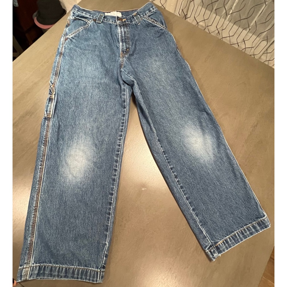 Levi Strauss Signature Carpenter Jeans Boys 16 Reg Blue Denim Wide Leg Utility
